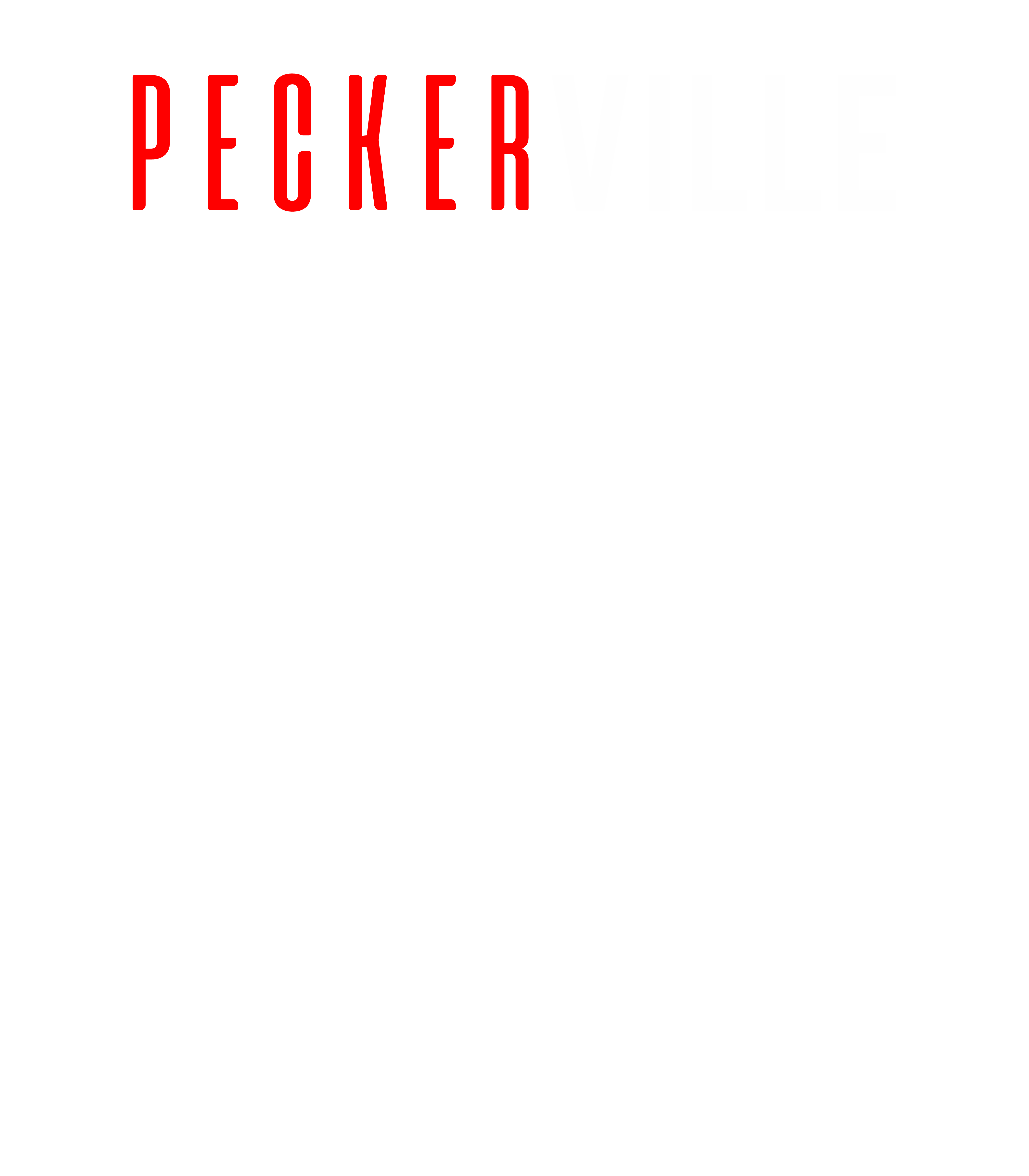 Peckerville Red White Text